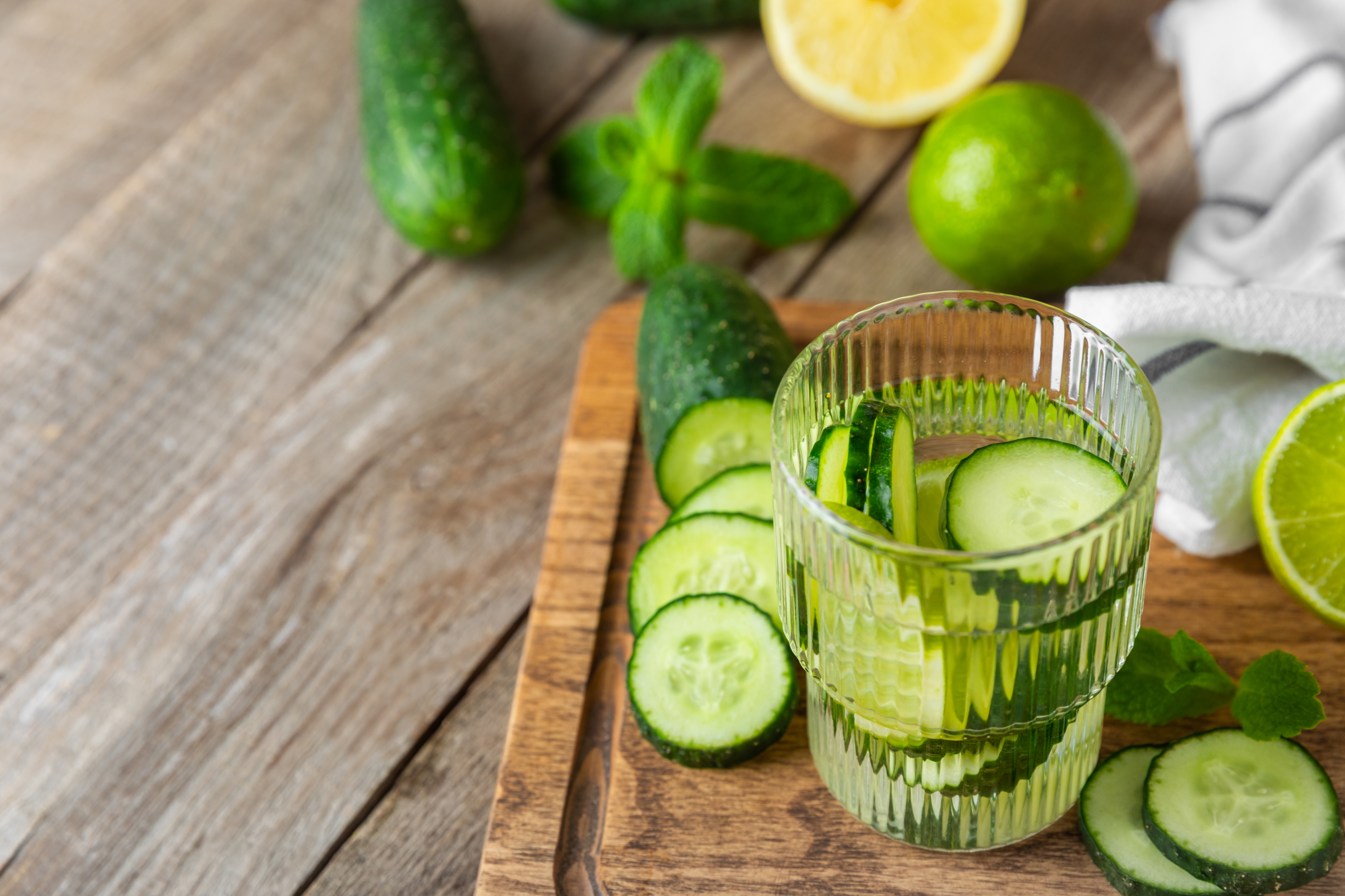 Usa frutas y vegetales para acompañar tu agua.