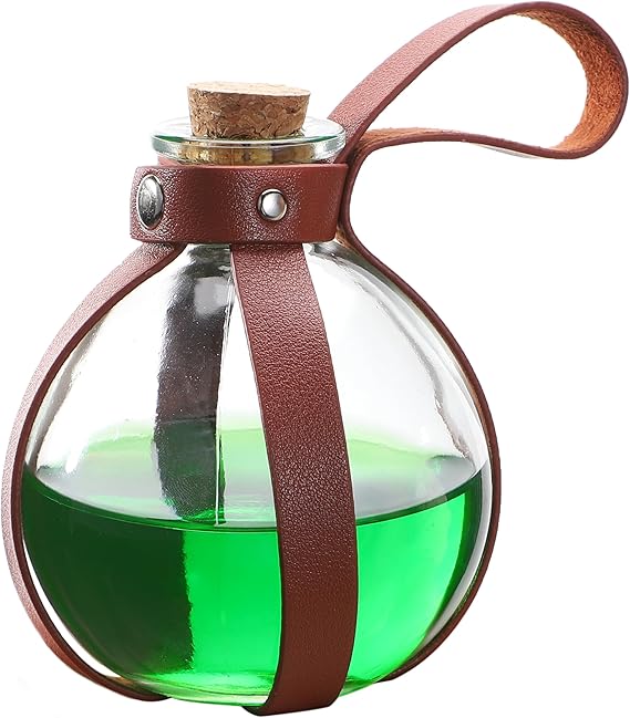 Botella de poción con corcho de Spooktacular Creations, disponible en Amazon.